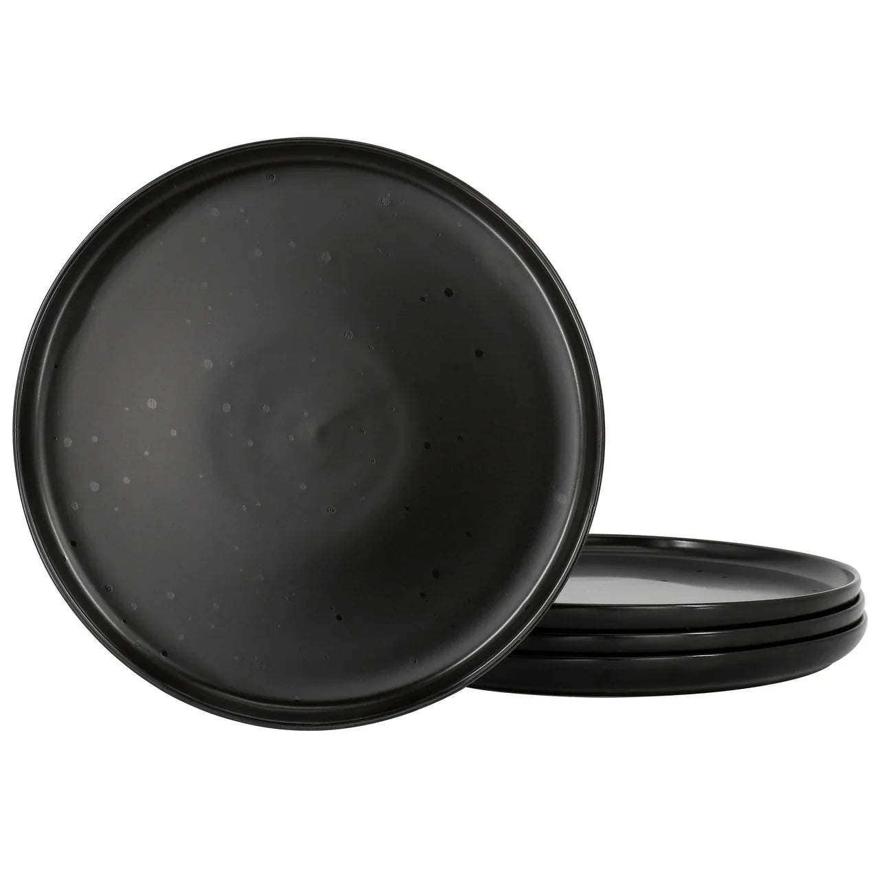 Our Table Landon 4 Piece 8.4 Inch Round Stoneware Salad Plate Set in Pepper