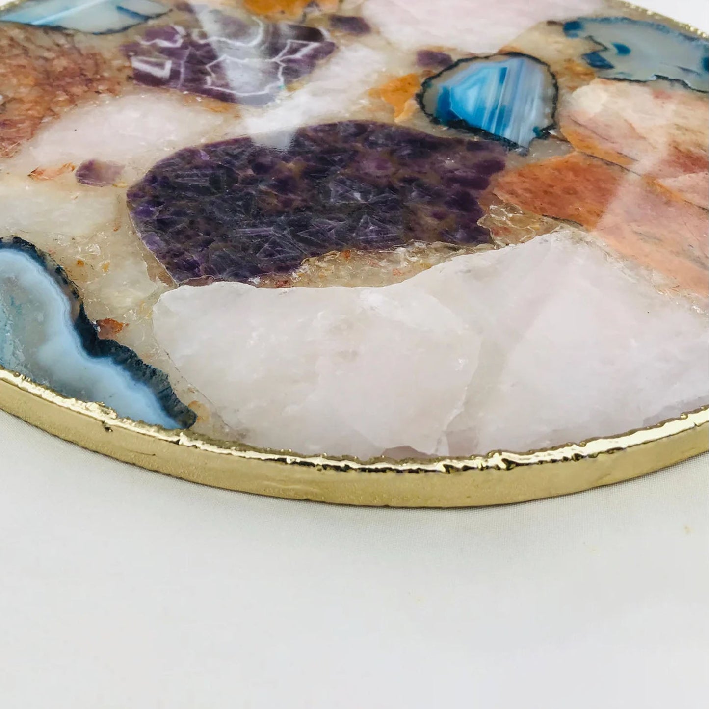 Large Multicolored 12" Diameter Agate Platter/Tray/Personalised Momentos/Sign Boards