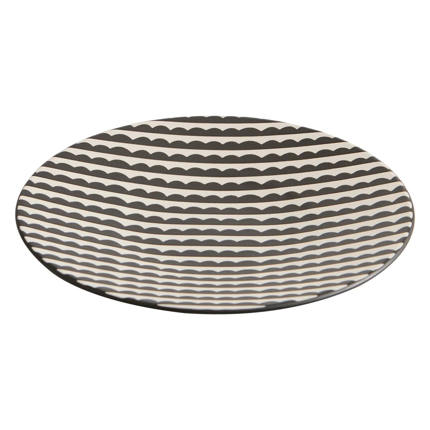 Luxury Black & White Wave Pattern Ceramic Dinner Plate – 8.25" / 10.75" / 12"