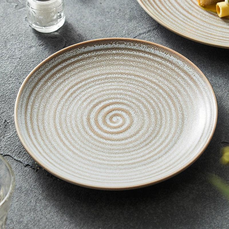 Nordic Ripple Ceramic Dinner Plate – Textured Minimalist Stoneware for Modern Dining