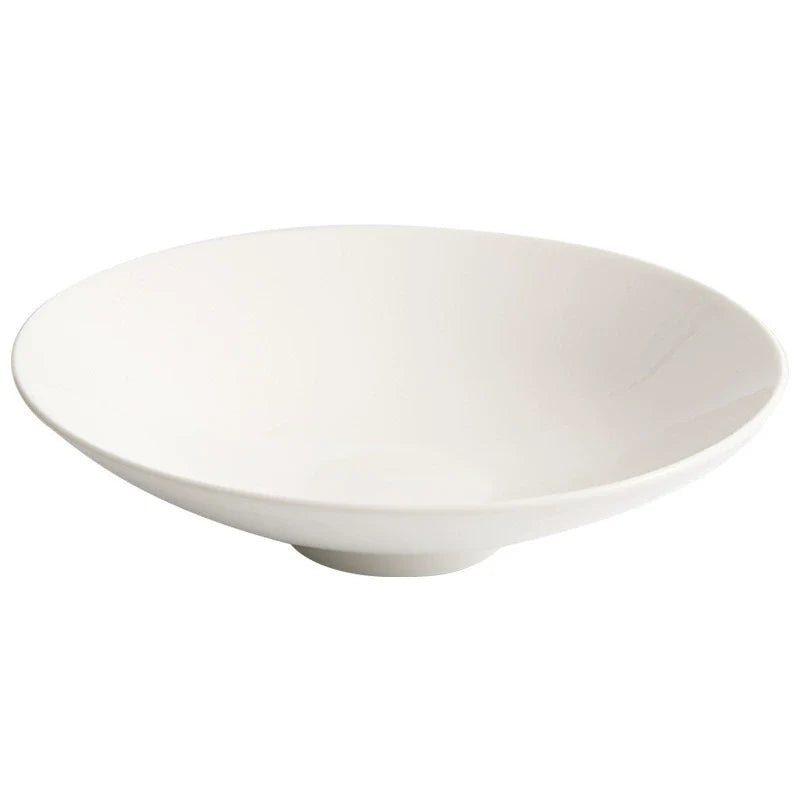 Minimalist Japanese-Style Shallow Porcelain Bowl