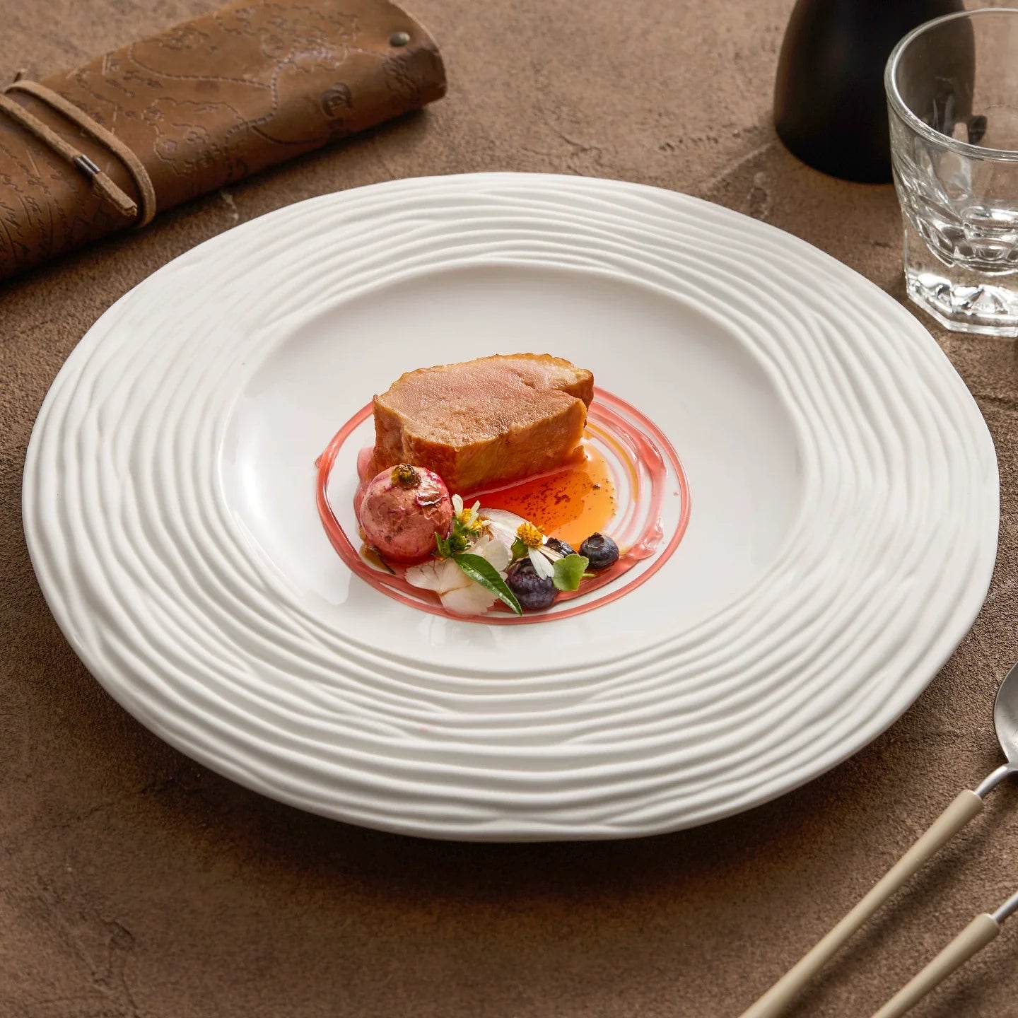 Double-Layer Ripple Porcelain Dinner Plate — Art in Every Curve