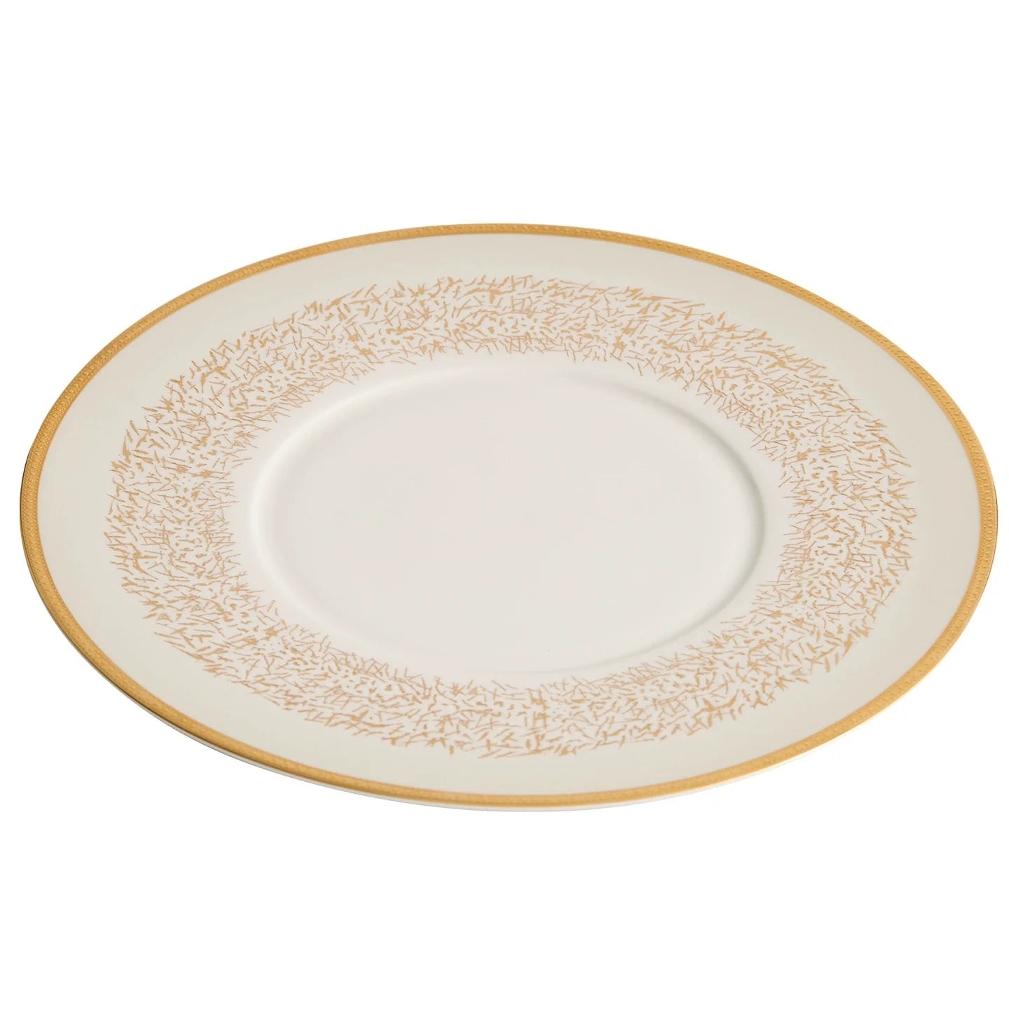 Gold-Pattern Wide-Rim Ceramic Plate — Collector’s Edition Fine Tableware