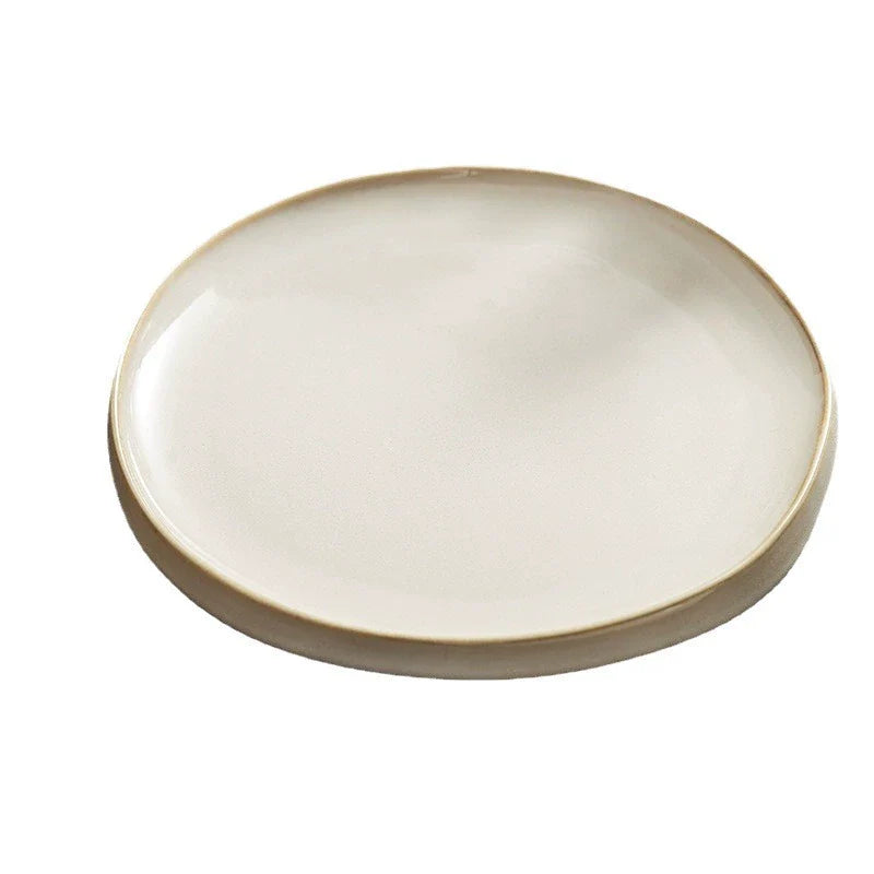 Japanese Ceramic Dinner Plate – Large Flat Western-Style Steak Plate, High-End Light Luxury Tableware