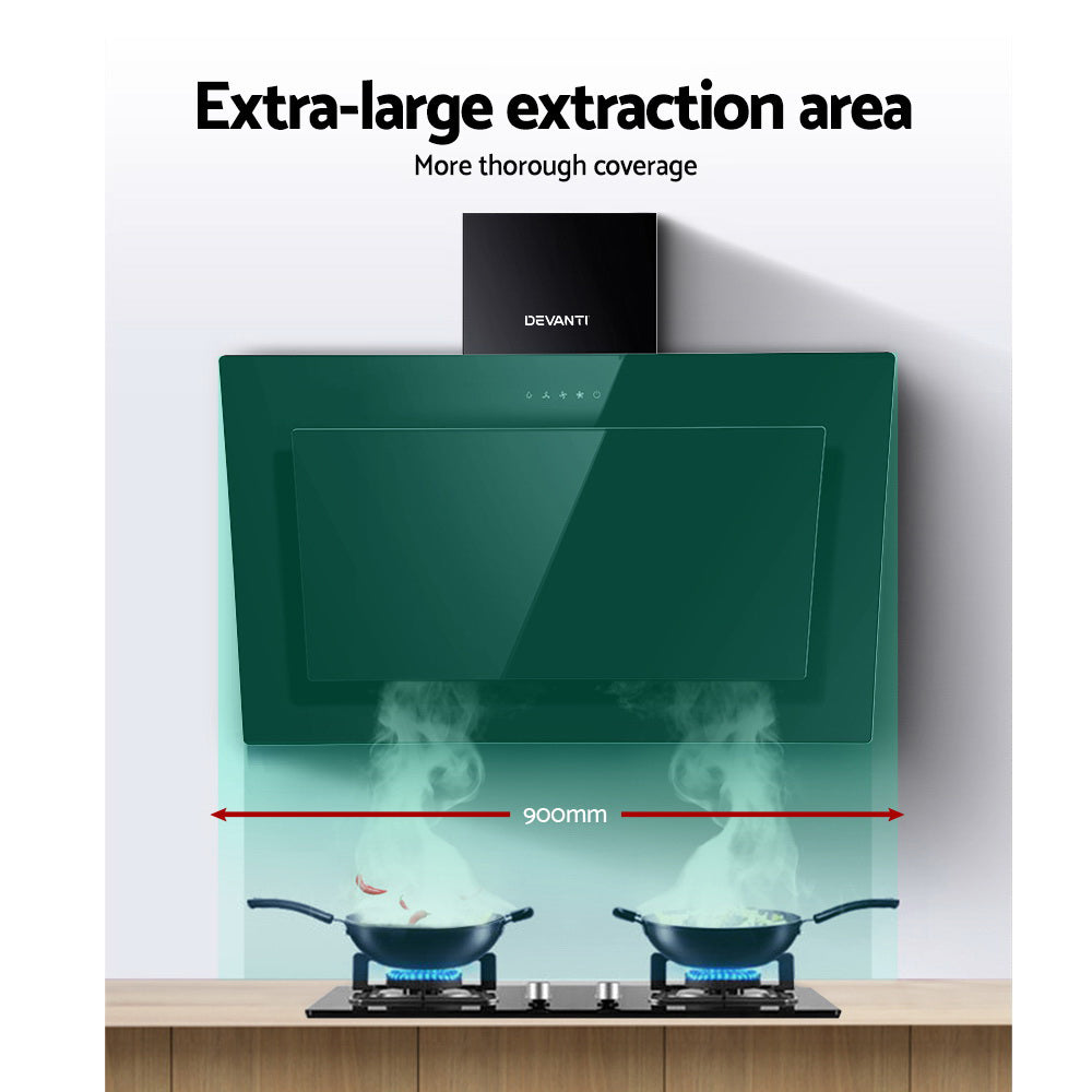 NNEDSZ Rangehood 900mm Black Angled Side Draft Range Hood Canopy Glass 90cm