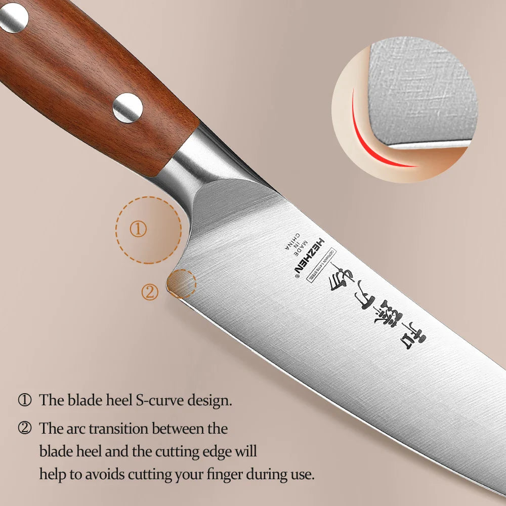 NNEOBA 5.3-Inch Steel Utility Knife – Precision Kitchen Knife Brown