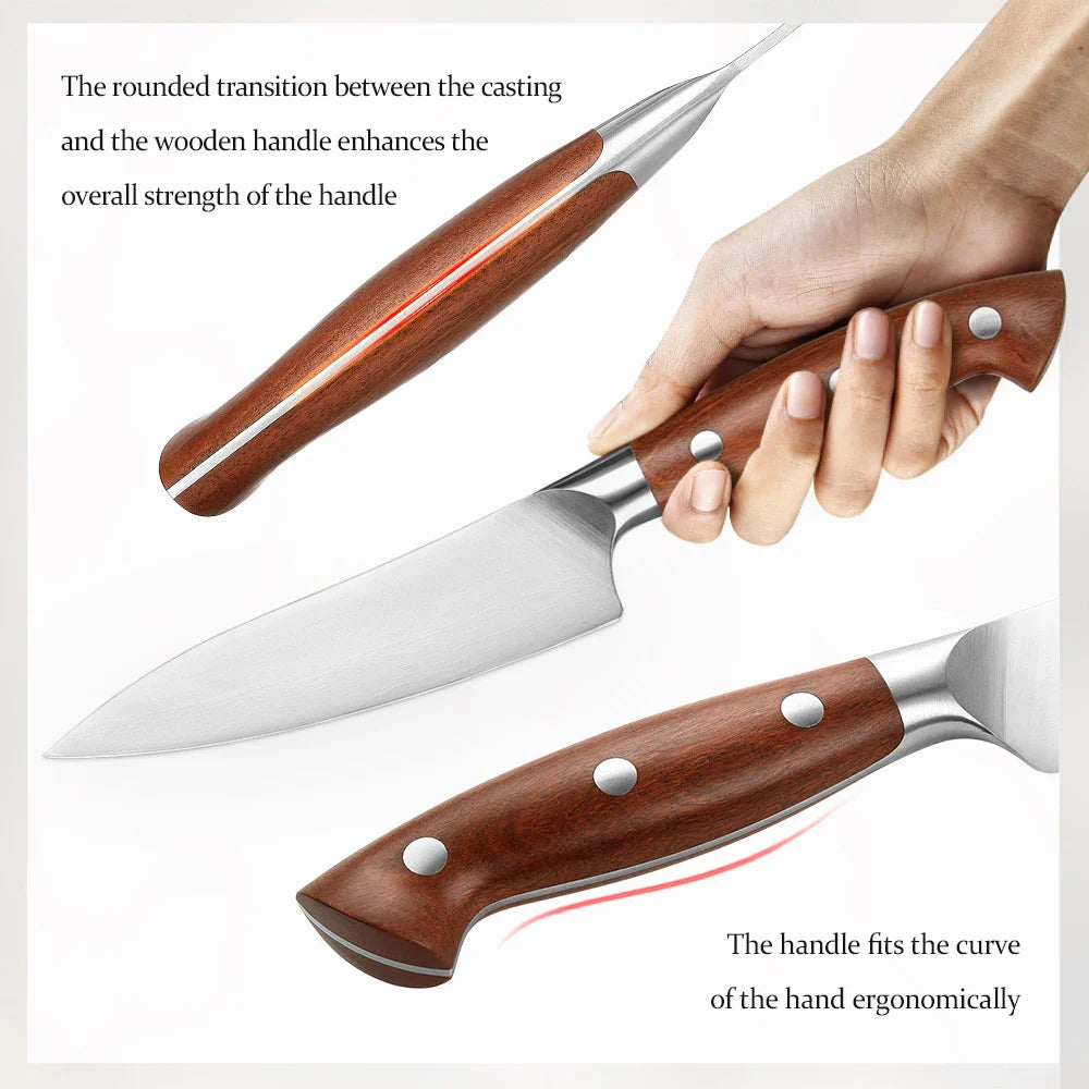 NNEOBA 5.3-Inch Steel Utility Knife – Precision Kitchen Knife Brown