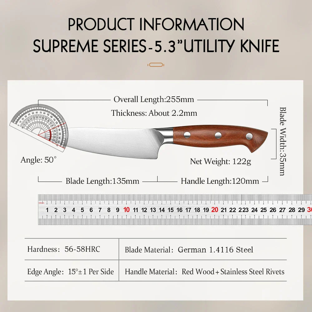5.3-Inch Steel Utility Knife – Precision Kitchen Knife Brown