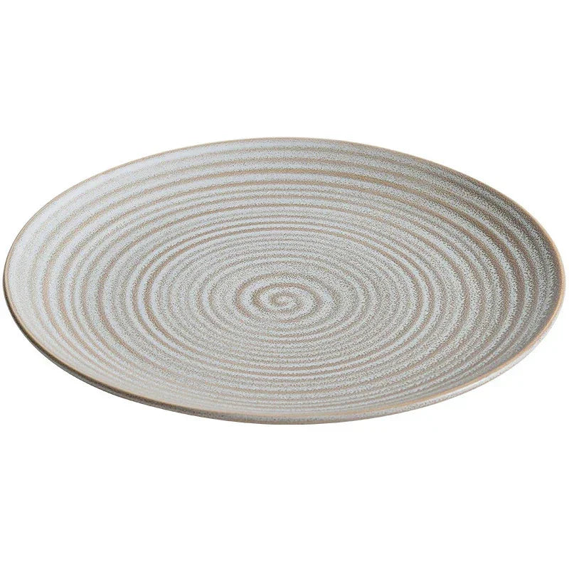 Nordic Ripple Ceramic Dinner Plate – Textured Minimalist Stoneware for Modern Dining