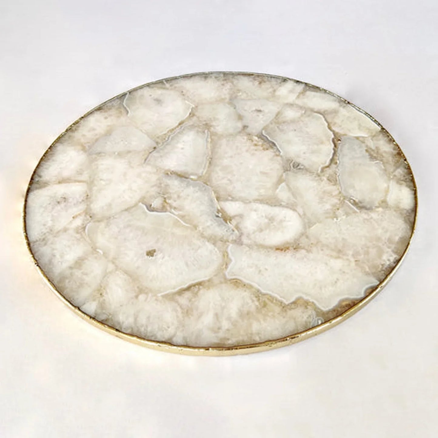White Crystal Agate Cheese Platter/Tray | Circular |