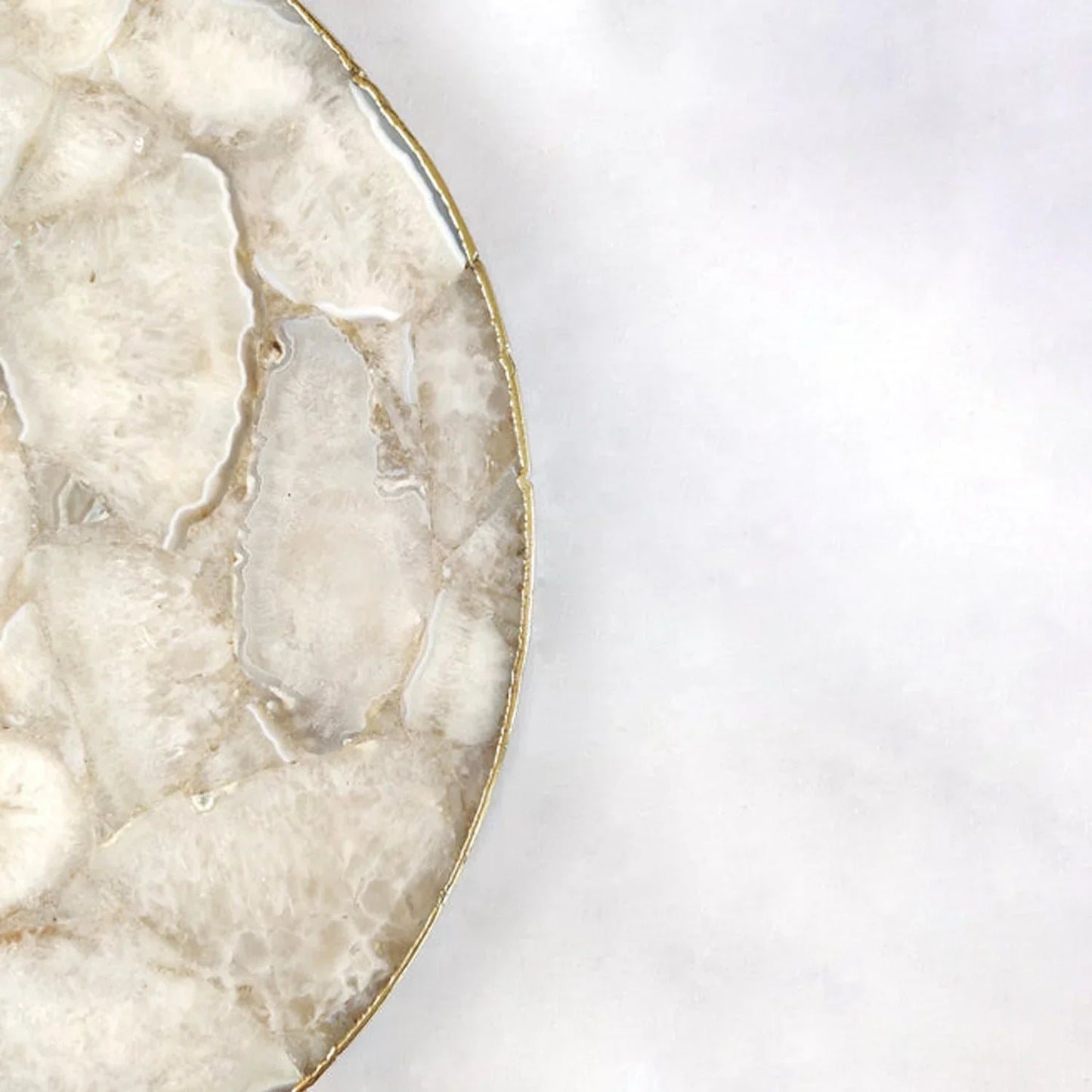 White Crystal Agate Cheese Platter/Tray | Circular |